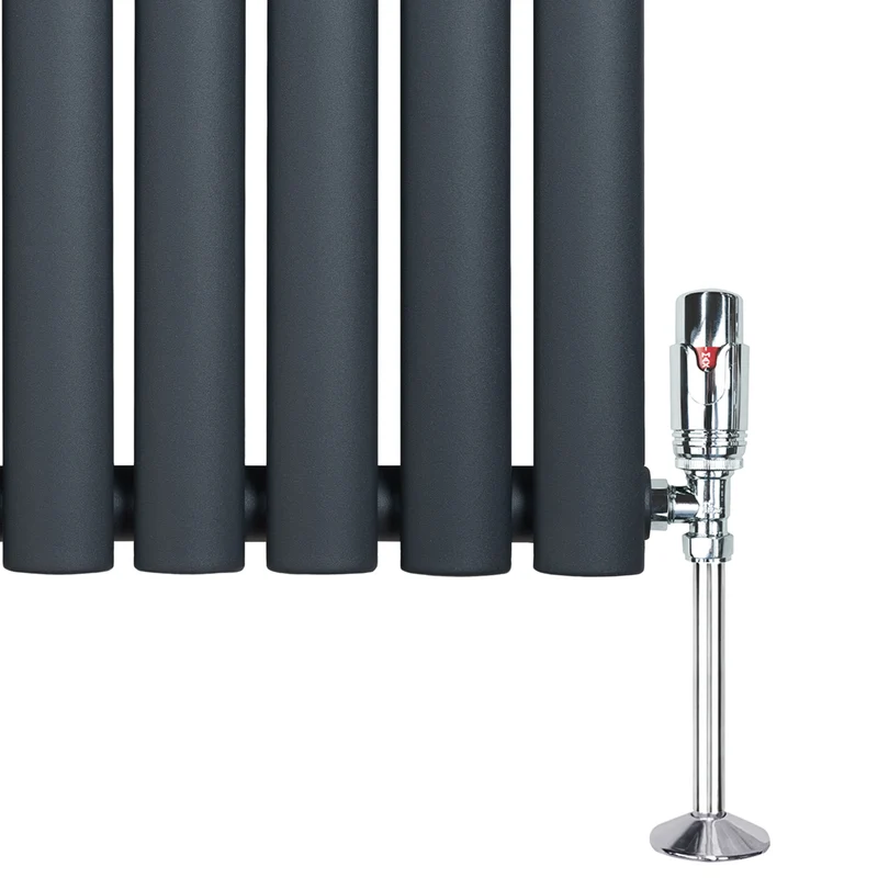 Radiador de Columna Simple Ovalado y Válvulas – 600 mm x 780 mm – Gris Antracita
