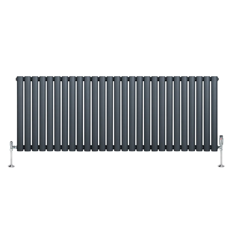 Radiador de Columna Simple Ovalado y Válvulas – 600 mm x 1620 mm – Gris Antracita