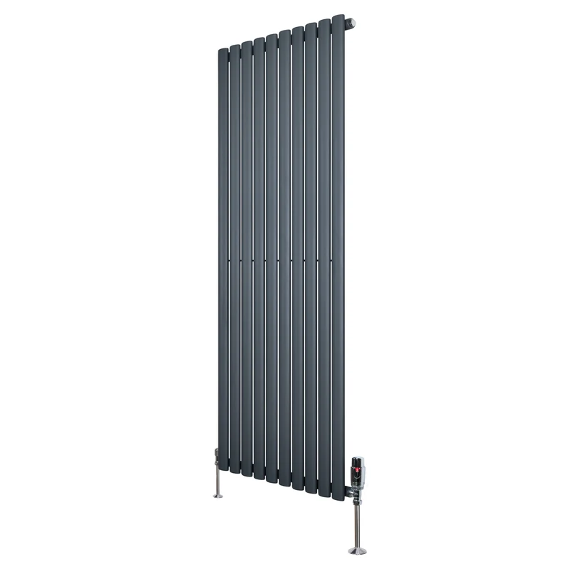 Radiador de Columna Simple Ovalado y Válvulas – 1600 mm x 600 mm – Gris Antracita