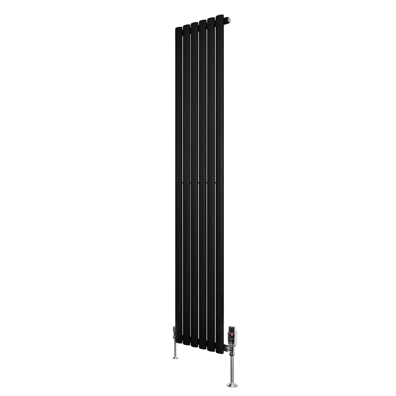 Radiador de Columna Simple Ovalado y Válvulas – 1800 mm x 360 mm – Negro