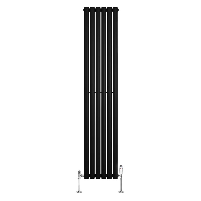 Radiador de Columna Simple Ovalado y Válvulas – 1800 mm x 360 mm – Negro