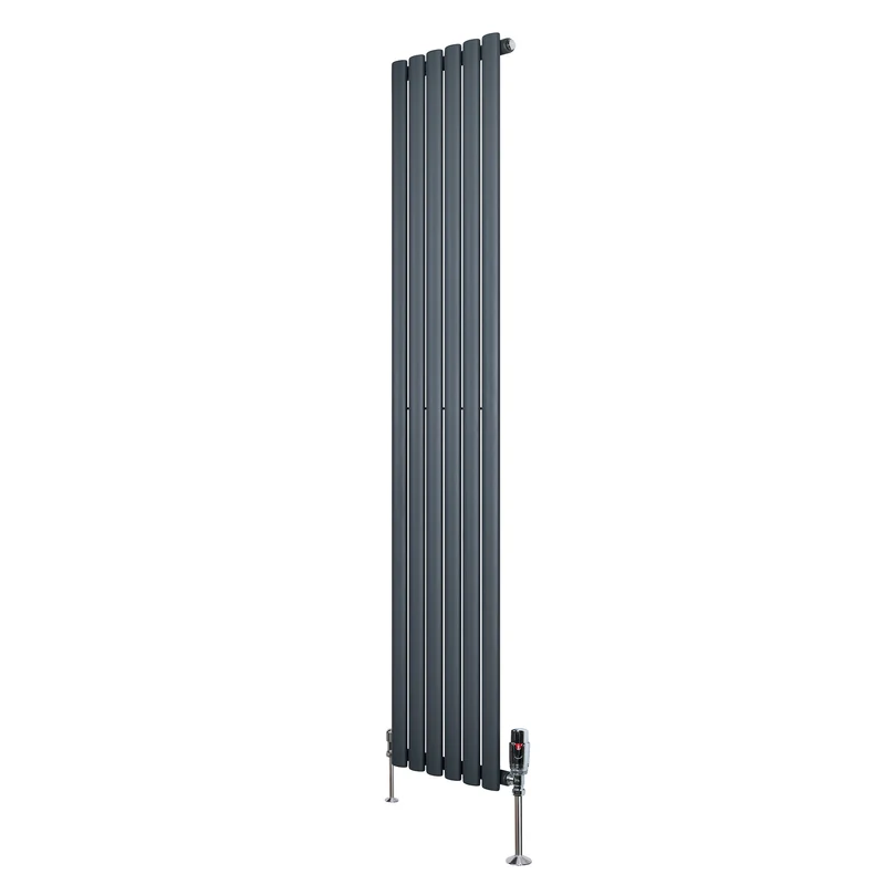 Radiador de Columna Simple Ovalado y Válvulas – 1800 mm x 360 mm – Gris Antracita