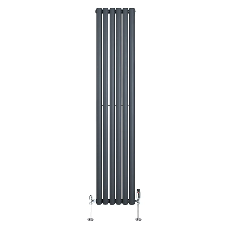 Radiador de Columna Simple Ovalado y Válvulas – 1800 mm x 360 mm – Gris Antracita