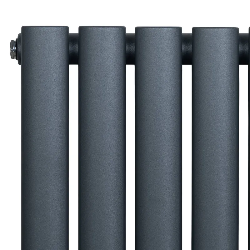 Radiador de Columna Simple Ovalado y Válvulas – 1800 mm x 360 mm – Gris Antracita