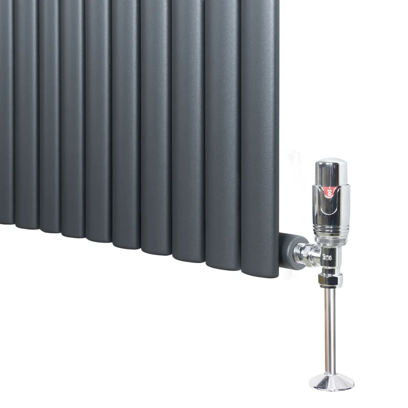 Radiador de Columna Simple Ovalado y Válvulas – 1800 mm x 360 mm – Gris Antracita