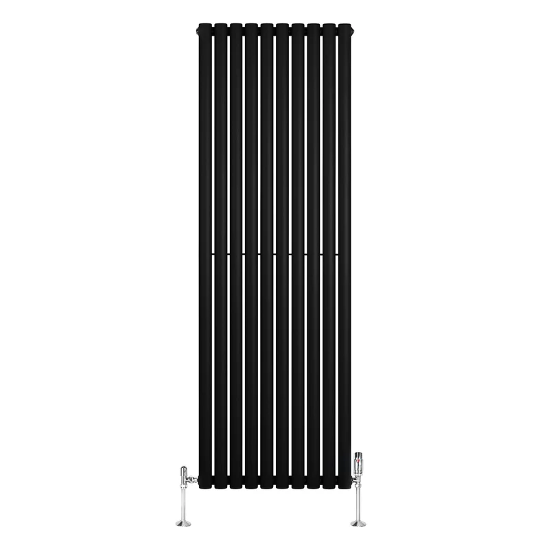 Radiador de Columna Simple Ovalado y Válvulas – 1800 mm x 600 mm – Negro