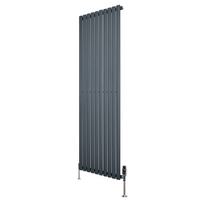 Radiador de Columna Simple Ovalado y Válvulas – 1800 mm x 600 mm – Gris Antracita