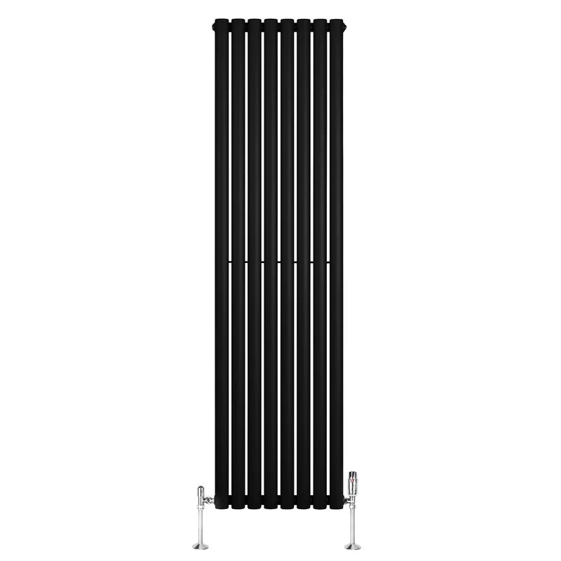 Radiador de Columna Simple Ovalado y Válvulas – 1800 mm x 480 mm – Negro