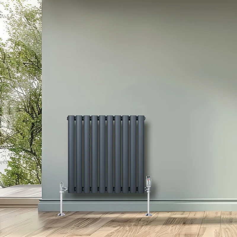 Radiador de Columna Simple Ovalado – 600 mm x 600 mm – Gris Antracita