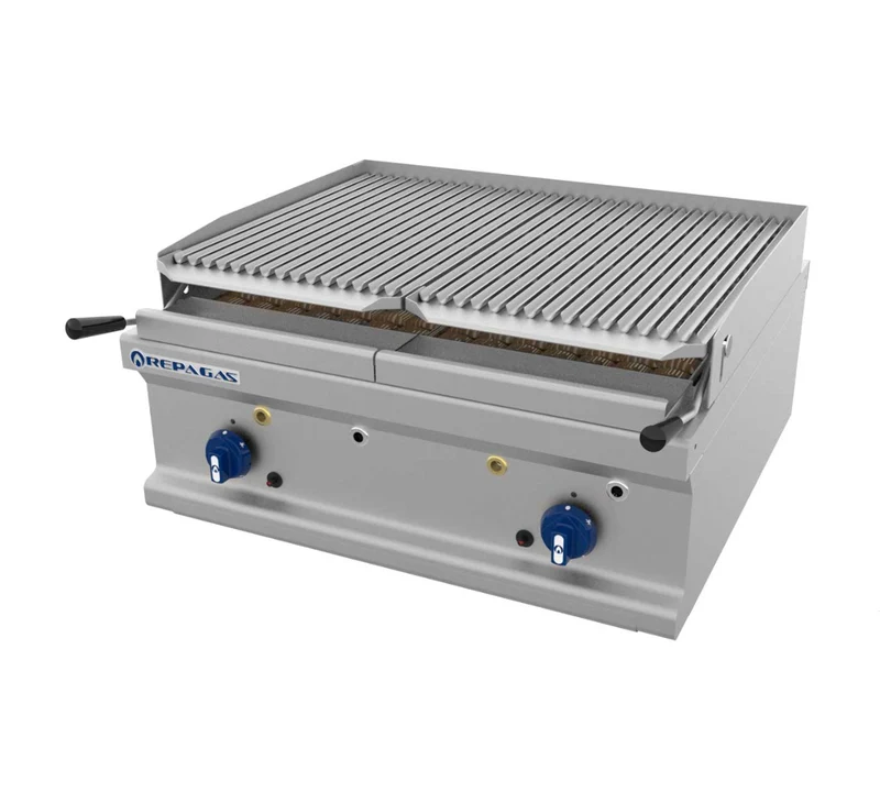 REPAGAS - BARBACOA A GAS POWER LINE SERIE 750 SOBREMESA BARG 72/M- LC (2 QUEMADORES)