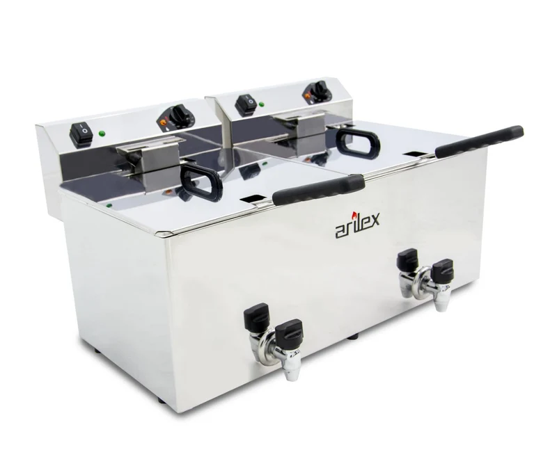 ARILEX - FREIDORA ELÉCTRICA EVOLUTION CON GRIFO 12+12 LITROS CON CONTACTOR (4,5+4,5kw MONOFÁSICA) EVO1212G