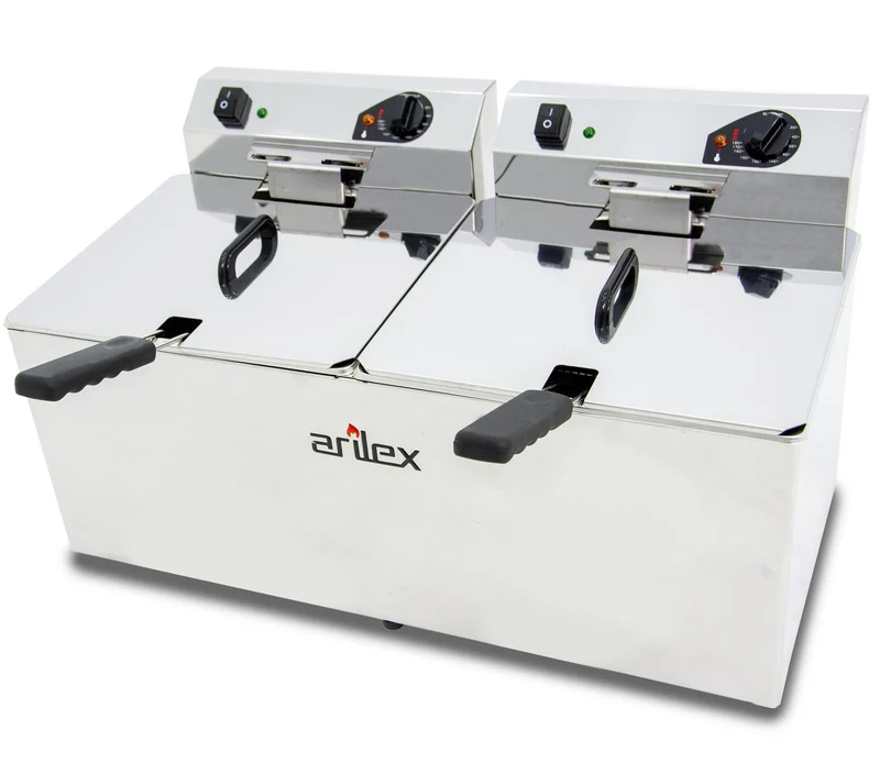 ARILEX - FREIDORA ELÉCTRICA EVOLUTION SIN GRIFO 12+12 LITROS CON CONTACTOR (4,5+4,5kw MONOFÁSICA) EVO1212