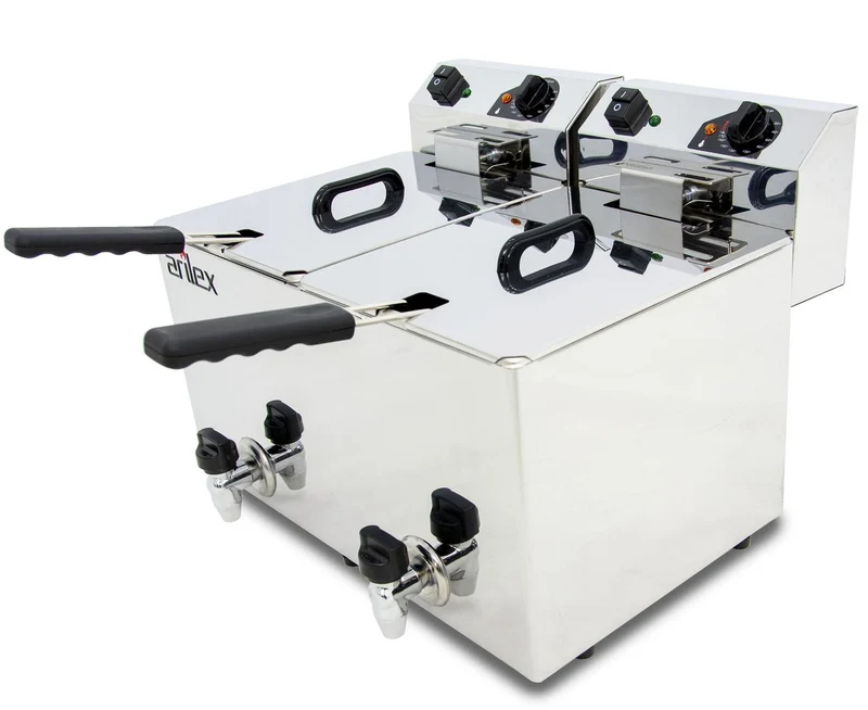ARILEX - FREIDORA ELÉCTRICA EVOLUTION CON GRIFO 10+10 LITROS CON CONTACTOR (3,5+3,5kw MONOFÁSICA) EVO1010G
