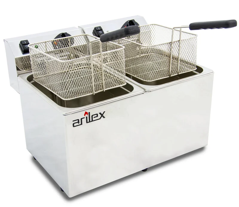 ARILEX - FREIDORA ELÉCTRICA EVOLUTION SIN GRIFO 10+10 LITROS CON CONTACTOR (3,5+3,5kw MONOFÁSICA) EVO1010