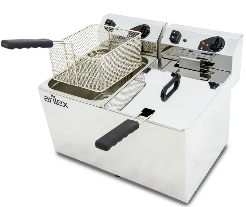ARILEX - FREIDORA ELÉCTRICA EVOLUTION SIN GRIFO 10+10 LITROS CON CONTACTOR (3,5+3,5kw MONOFÁSICA) EVO1010