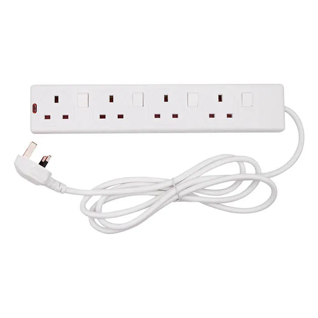 4 Gang 2M 13Amp Indiv Switched Ext Lead