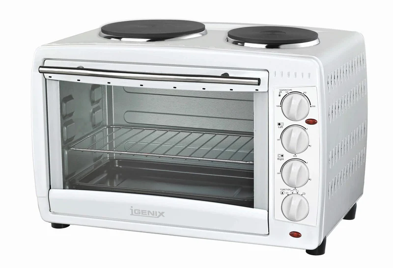 45 Litre Electric Mini Oven Double Hotplates White