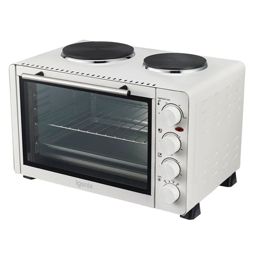 30 Litre Mini Oven With Double Hotplates White