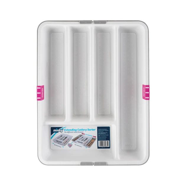 Cutlery Sorter With Slider White/Grey