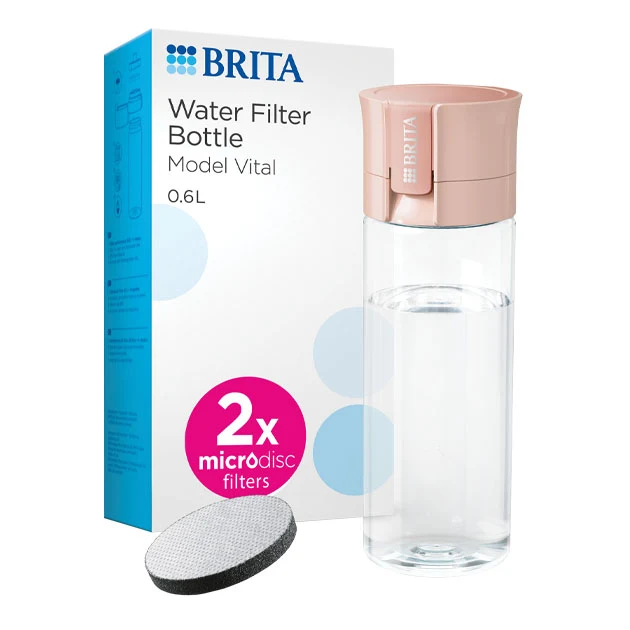 0.6L Water Filter Bottle Pastel Apricot