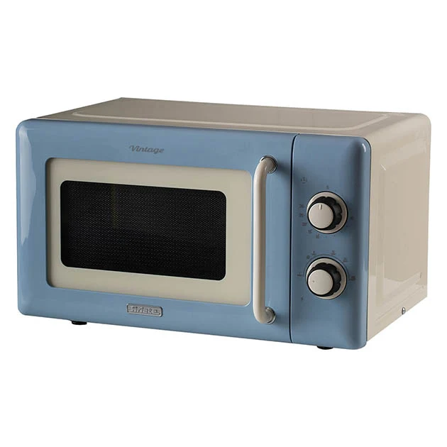 800W 20L Vintage Mechanical Microwave Blue