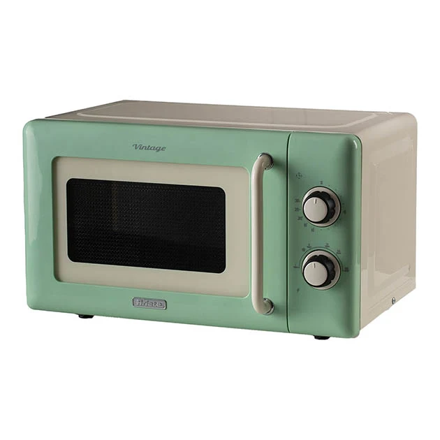 800W 20L Vintage Mechanical Microwave Green