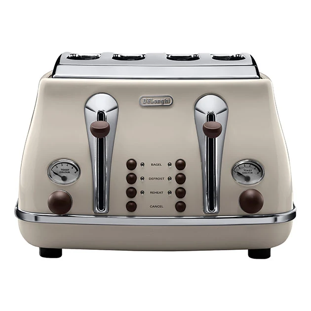 4 Slice Icona Vintage Toaster Beige