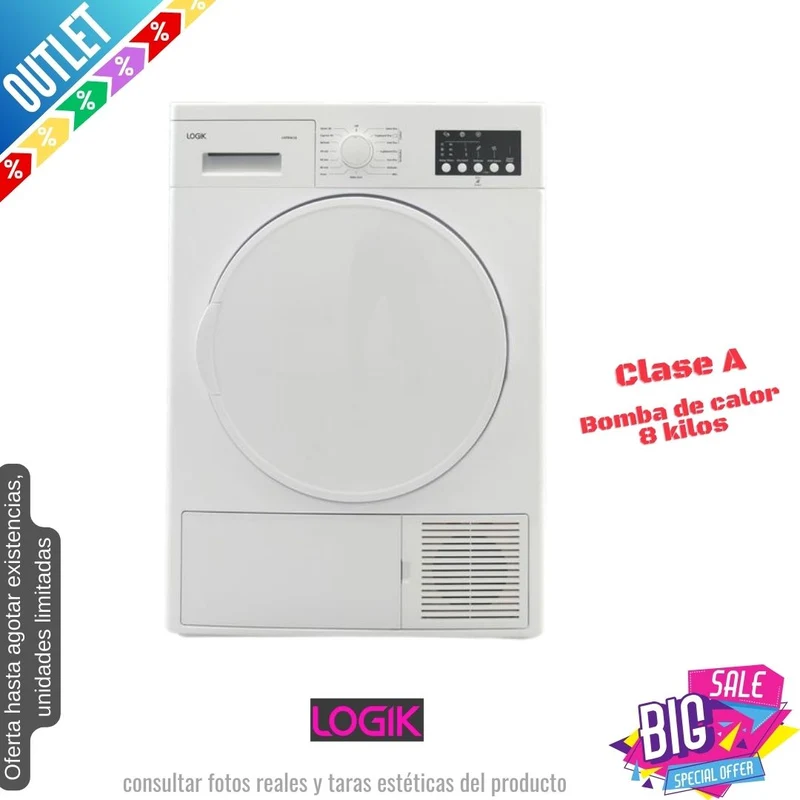 Secadora Logik 8kg bomba de calor blanca (026166) OUTLET