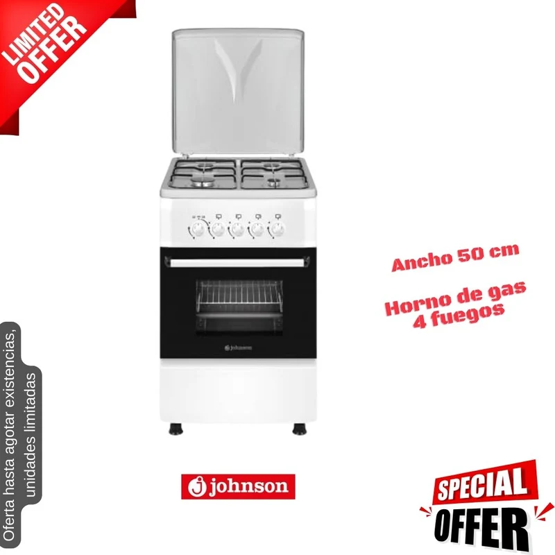 Cocina de gas blanca 4 fuegos 50cm Johnson (026116) OFERTA