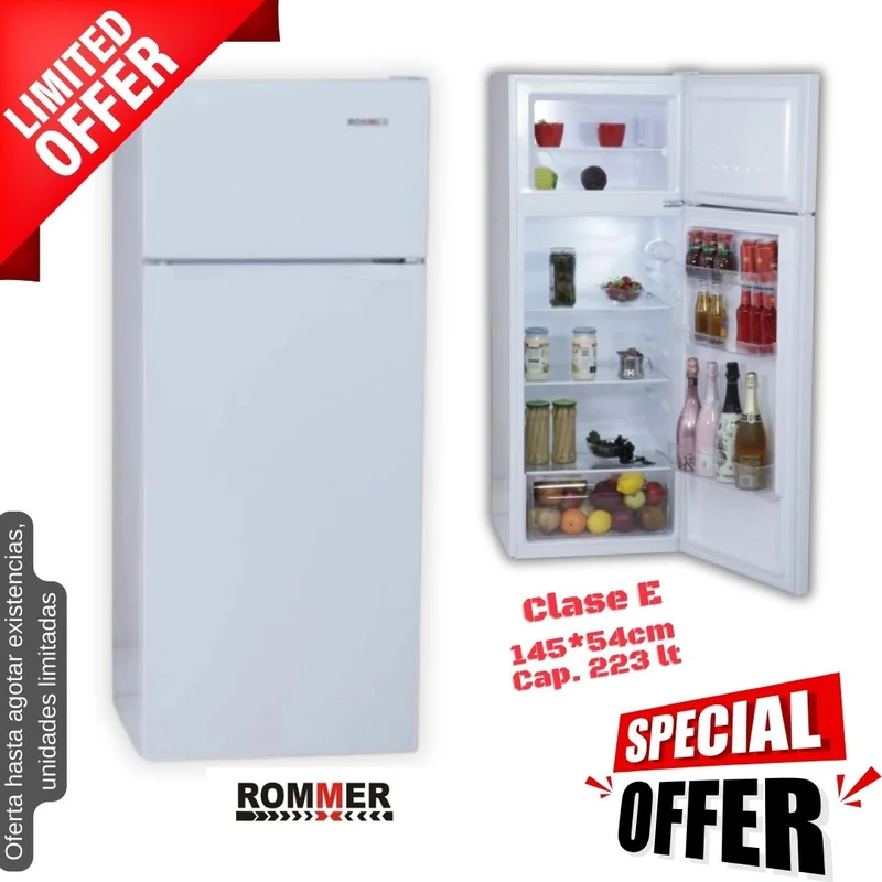 Frigorífico Rommer blanco 2 puertas 145*55cm (026010) OFERTA