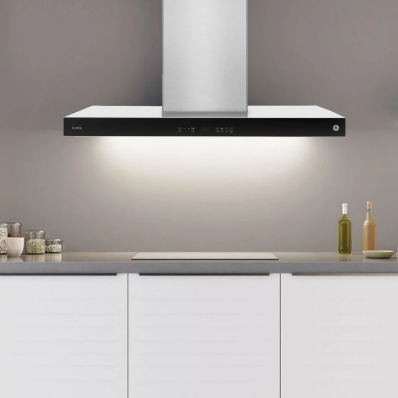 GE Profile Extractor de Grasa de Acero Inoxidable y Vidrio Negro 90 CM (CGP9019I6I)