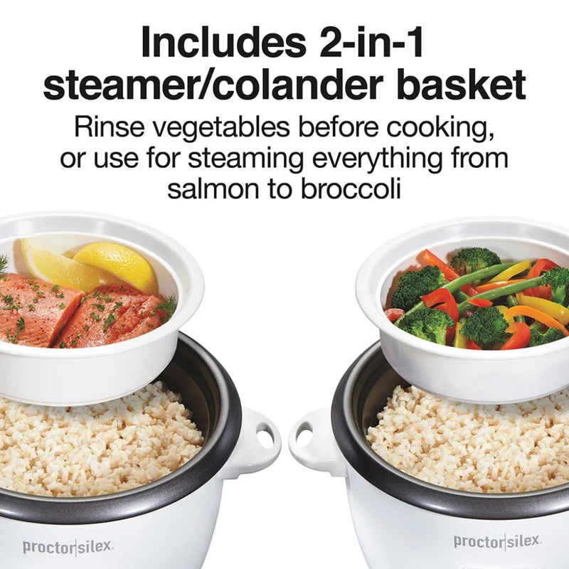 Proctor Silex Olla Arrocera y Vaporera 10 Tazas Blanco, 37533MN