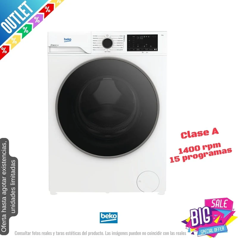 Lavadora Beko 12kg blanca 1400rpm (026365) OUTLET