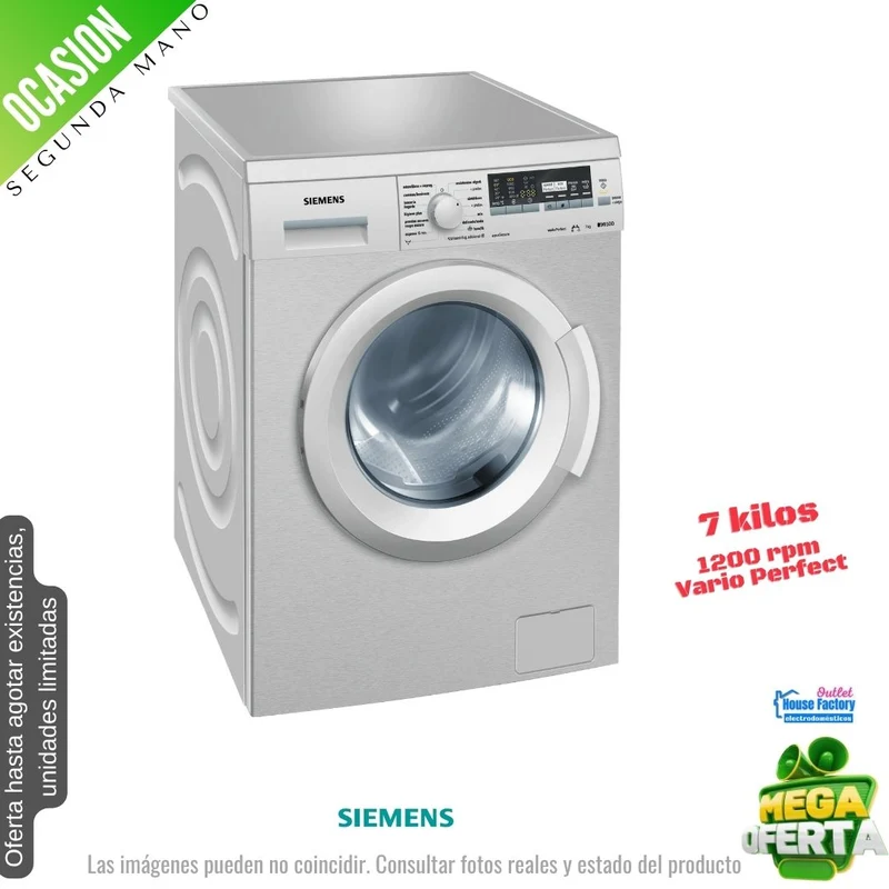 Lavadora Siemens 7kg inox (026353) OCASION
