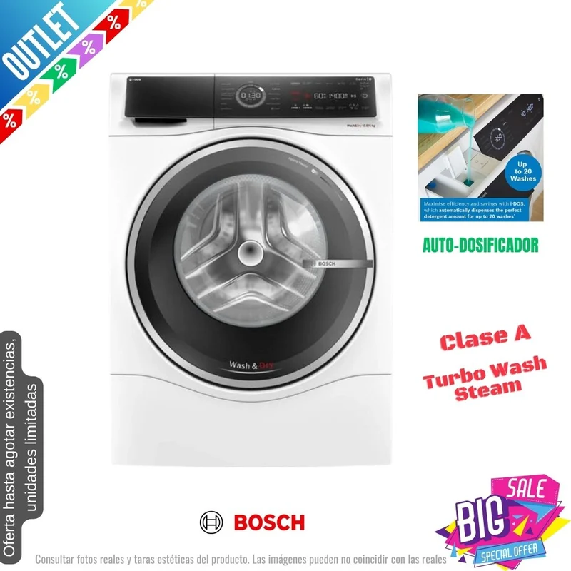 Lavasecadora Bosch 10.5/6kg blanca 1400rpm (026341) OUTLET