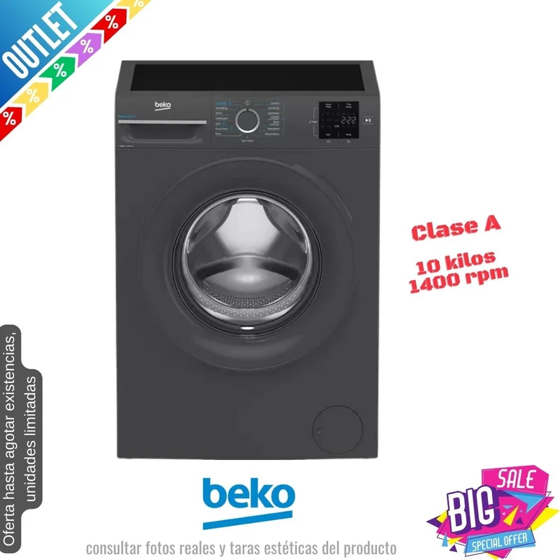 Lavadora Beko 10kg negra 1400rpm (026337) OUTLET