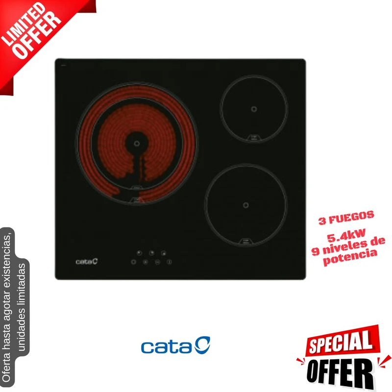 Placa vitrocerámica Cata 3 fuegos (026156) OFERTA