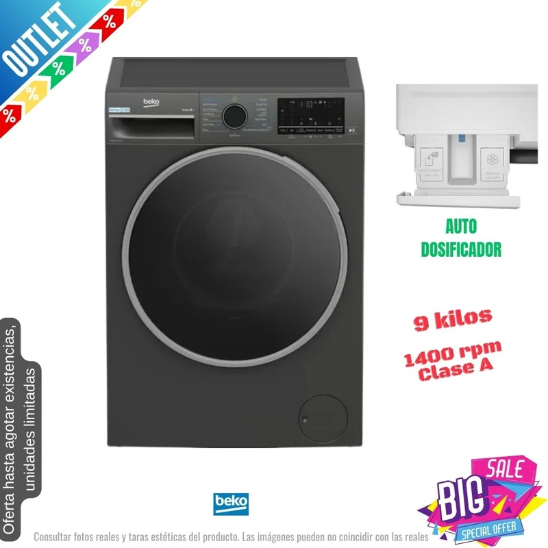 Lavadora Beko 9kg inox 1400rpm (026285) OUTLET