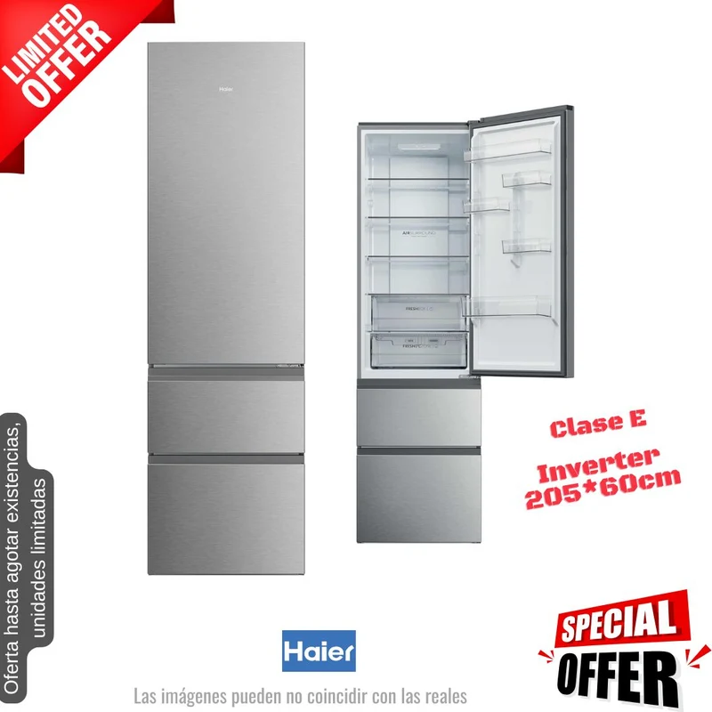 Frigorífico francés Haier inox 205*60cm (026205) OFERTA