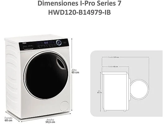 Lavasecadora Haier 12/8kg blanca 1400rpm (026192) OUTLET