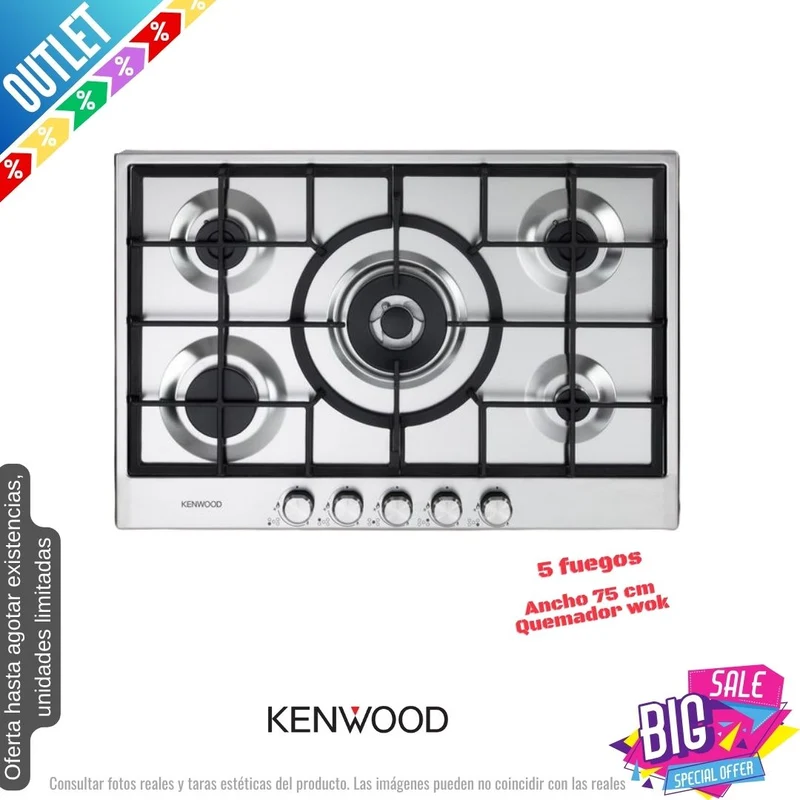 Placa de gas Kenwood 5 fuegos 75cm (026159) OUTLET