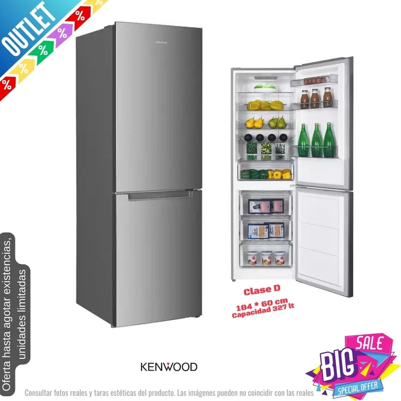 Frigorífico combi Kenwood inox 185*60cm (026037) OUTLET