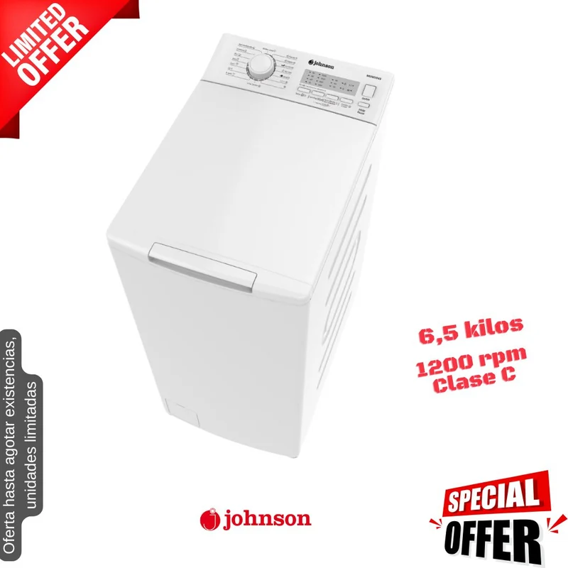 Lavadora Johnson 6.5kg carga superior 1200rpm (026103) OFERTA