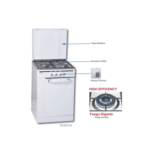 Cocina de gas blanca 3 fuegos 55cm Rommer (026115) OFERTA