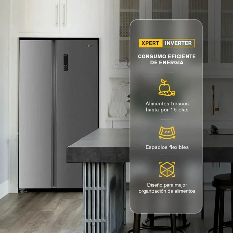 Whirlpool Refrigeradora Side by Side Xpert Inverter 18 Pies Cúbicos, WD1600S