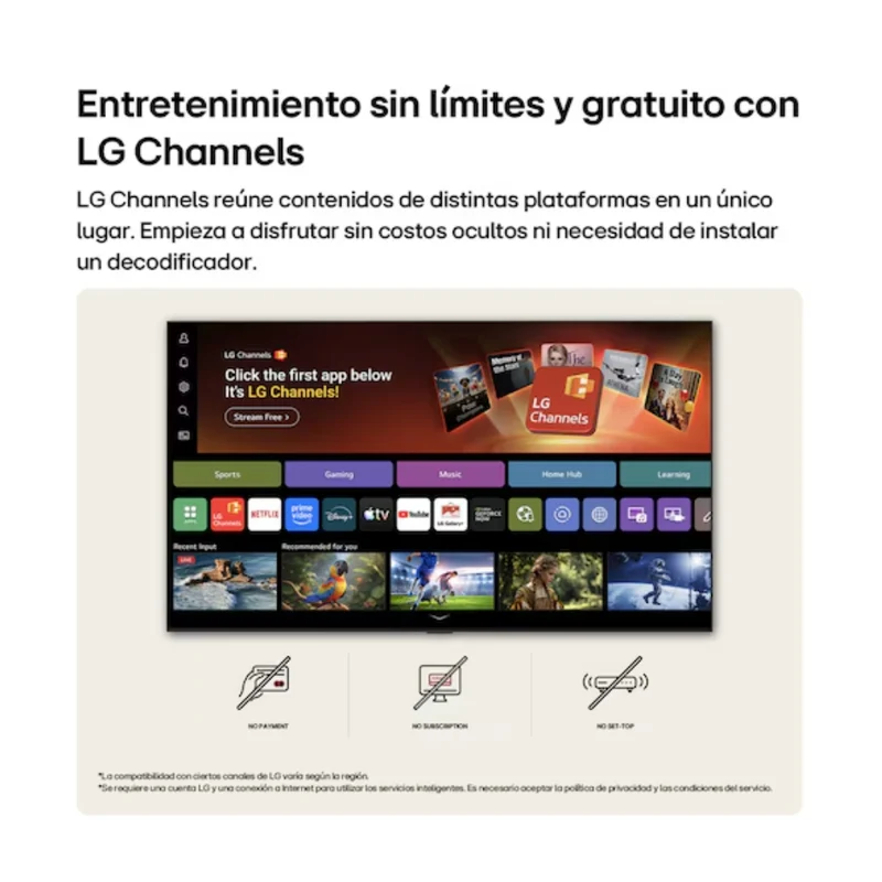 LG Pantalla 50" Nano 4K UHD Smart NU80 2026, 50NU800BPSC + Gratis Xtech Soporte Inclinable de Pared para Pantalla de 32" a 70"