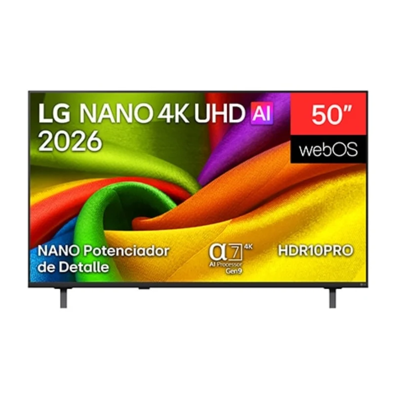 LG Pantalla 50" Nano 4K UHD Smart AI NU850, 50NU850BPSA + Gratis Xtech Soporte Inclinable de Pared para Pantalla de 32" a 70"