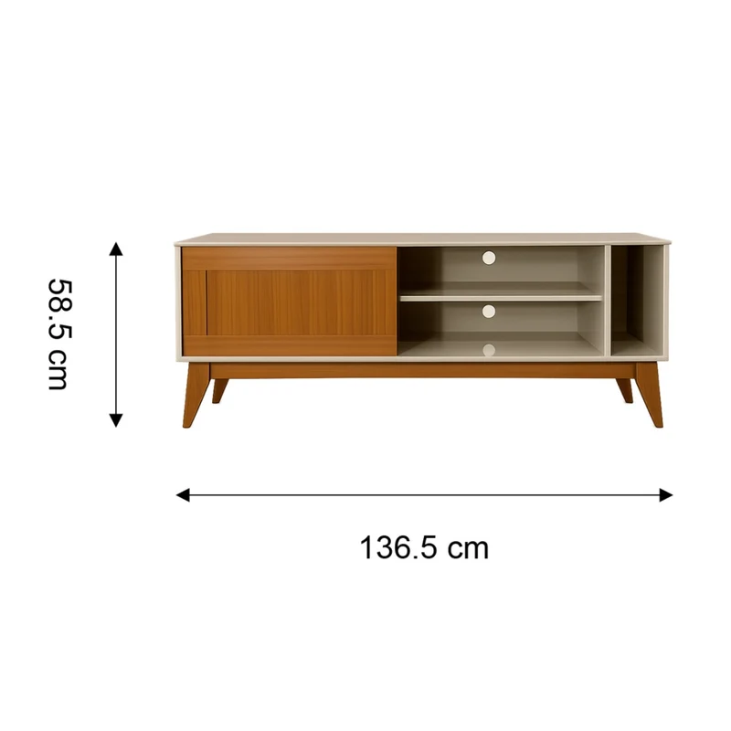 Tokoa Mesa para TV con 1 Puerta y Estantes 136cm Off White (776290)