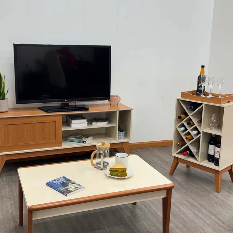 Tokoa Mesa para TV con 1 Puerta y Estantes 136cm Off White (776290)