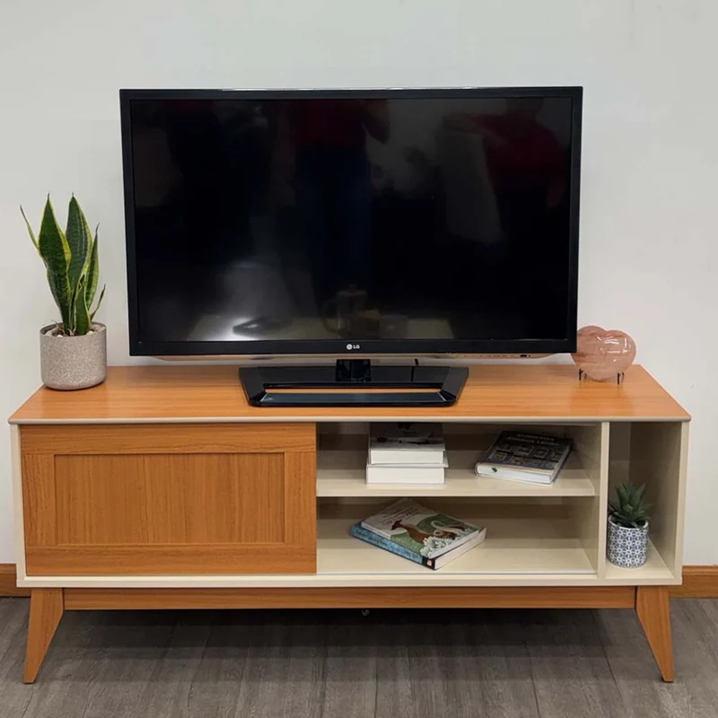 Tokoa Mesa para TV con 1 Puerta y Estantes 136cm Off White (776290)